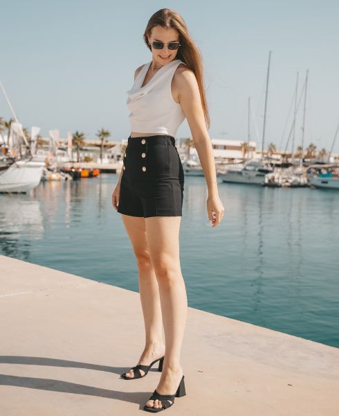 high waisted A line mini skirt