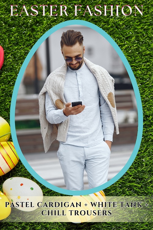 Pastel Cardigan with White Tank & Chill Trousers