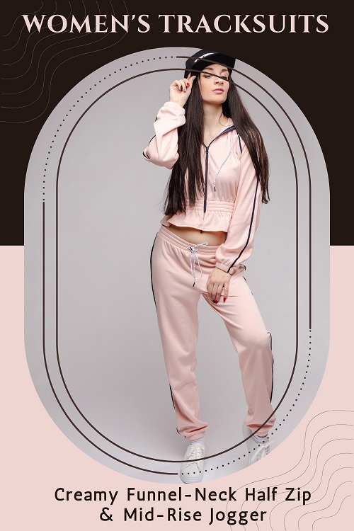 Creamy Funnel-Neck Half Zip and Mid-Rise Jogger