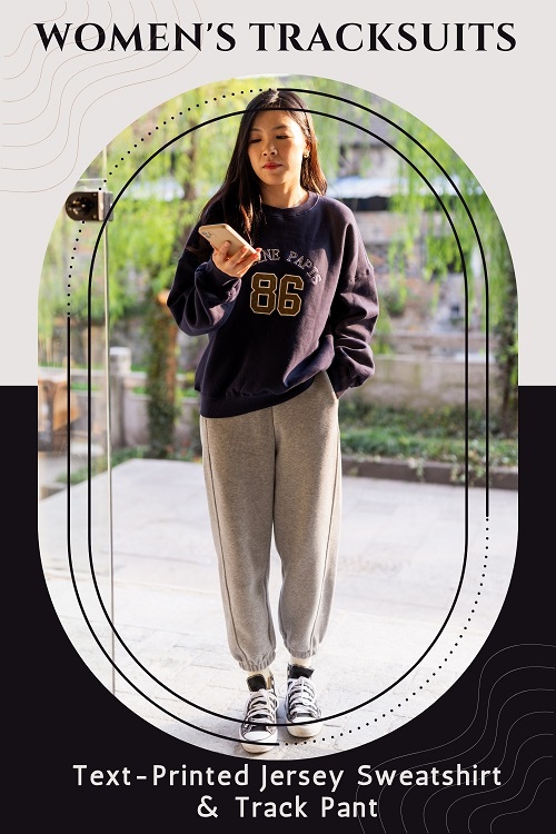 Text-Printed Jersey Sweatshirt and Track Pant