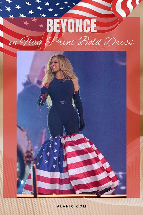 Beyoncé in Flag Print Bold Dress
