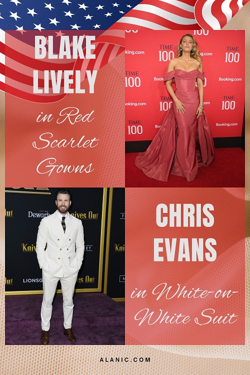 Blake Lively and Chris Evans in US Flag Colored Outfit