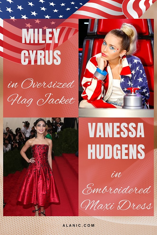 Miley Cyrus and Vanessa Hudgens in US Flag Colored Outfit