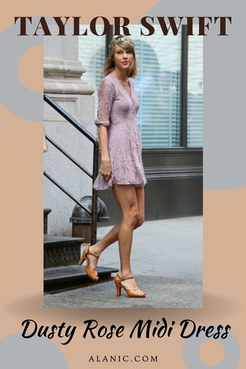 Taylor Swift in Dusty Rose Midi Dress