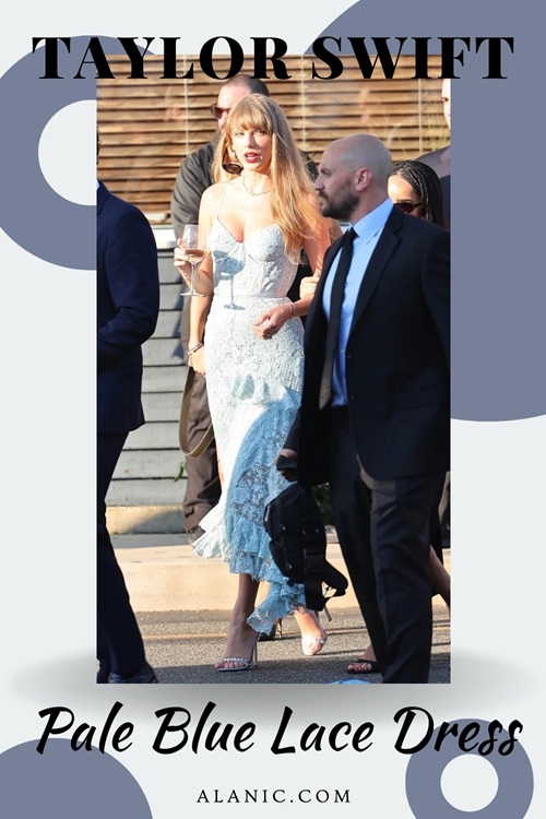 Taylor Swift in Pale Blue Lace Dress