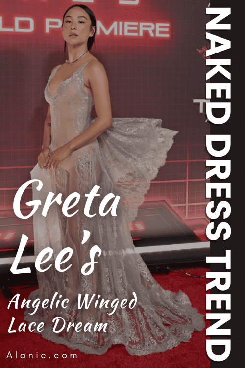 Greta Lee in Angelic Winged Lace Dream