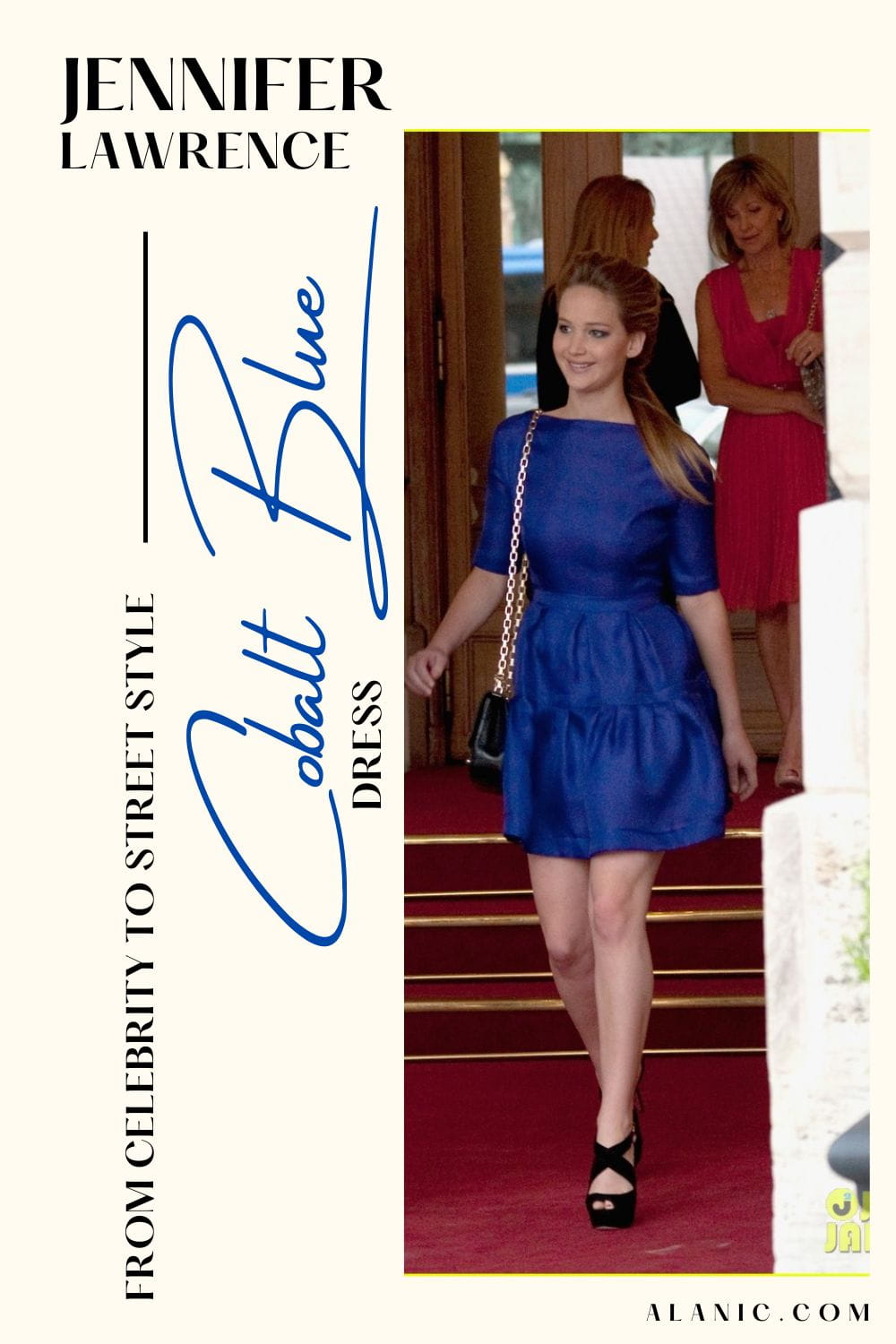 Jennifer Lawrence in Cobalt Blue Dress