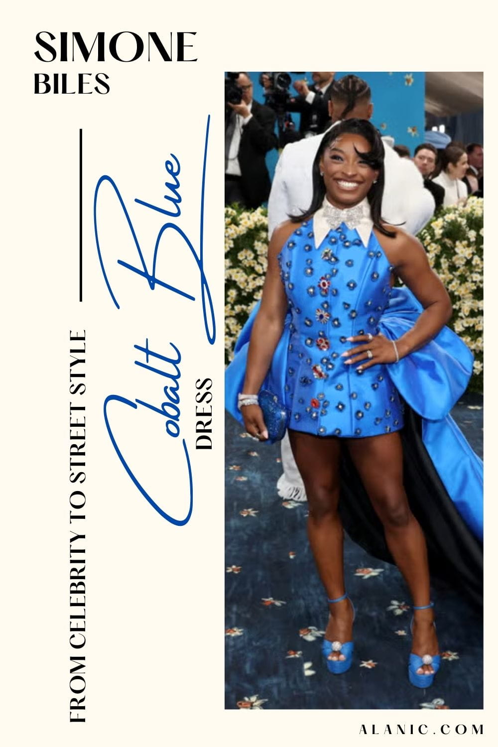 Simone Biles in Cobalt Blue Dress