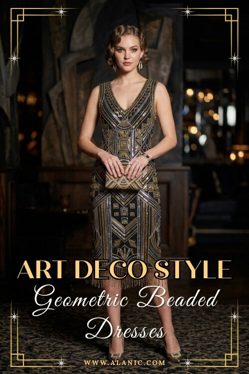 Geometric Beaded Dresses Vintage-Inspired Fashion for Retailers