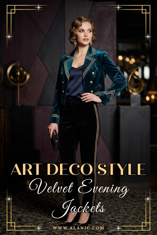 Velvet Evening Jackets Art Deco-Inspired Clothing for Retailers