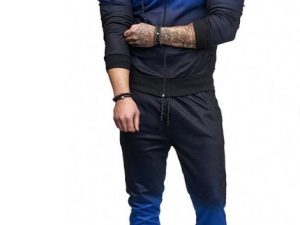 Wholesale Black And Indigo Sports Tracksuit Manufacturer
