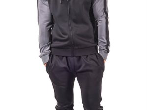 Wholesale Grey and Black Microfiber Tracksuit