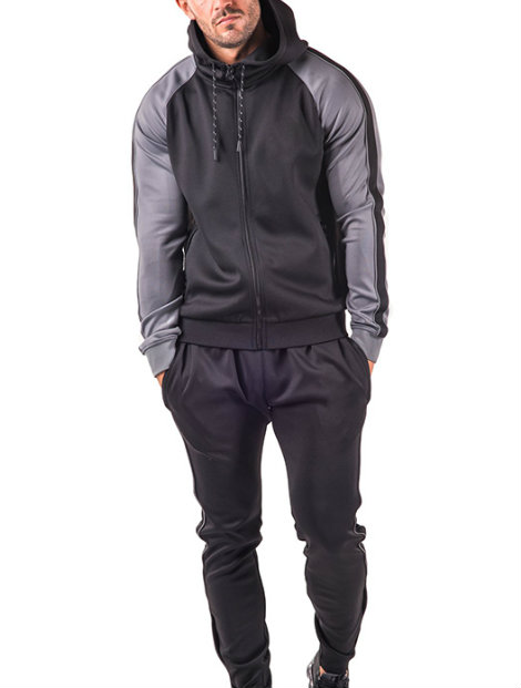 Wholesale Grey and Black Microfiber Tracksuit