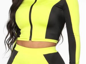 Wholesale Neon Yellow Block Tracksuit Jacket Manufacturer