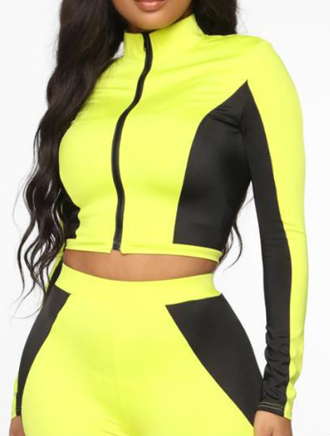 Wholesale Neon Yellow Block Tracksuit Jacket Manufacturer