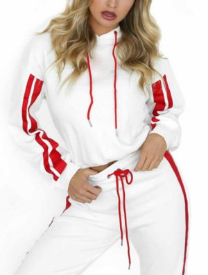 Wholesale Red and White Microfiber Tracksuit