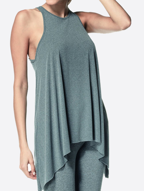 Wholesale Soft Grey Long and Short Seamless Tunic Manufacturer