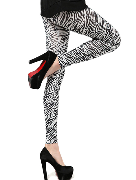 Wholesale Black And White Animal Printed Women's Leggings Manufacturer