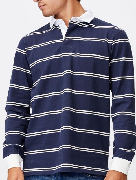Wholesale Blue And White Striped Polo Tee Manufacturer