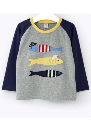 Wholesale Gray and Blue Boy’s T-Shirt
