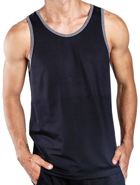 Wholesale Navy Blue and Silver Men's Tank Tee Manufacturer