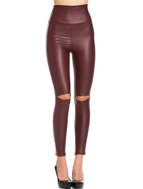 Wholesale Brown Pu Leather Leggings Manufacturer