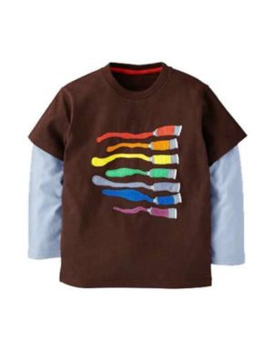 Wholesale Brown and Blue Boy’s T-Shirt