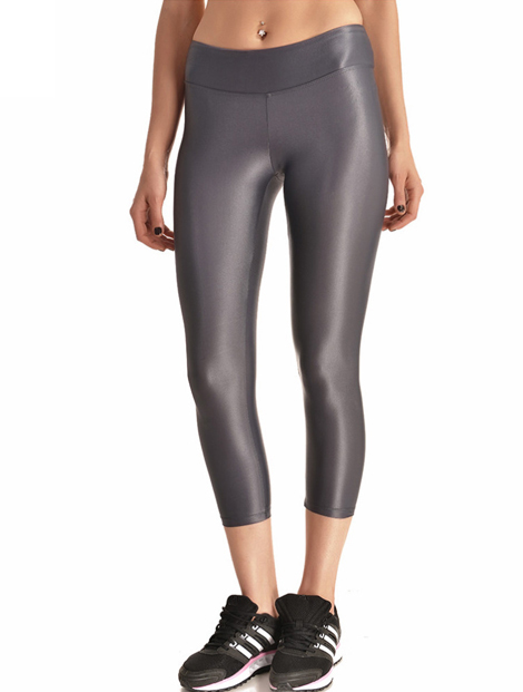 Wholesale Grey Glossy Women's Leggings