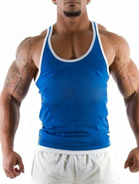 Wholesale Compressed Navy Blue Gym Vest for Men Manufacturer