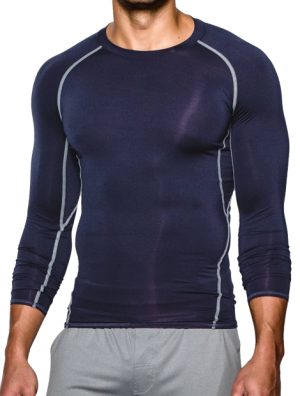 Wholesale Navy Blue Compression Running T Shirt for Men Manufacturer
