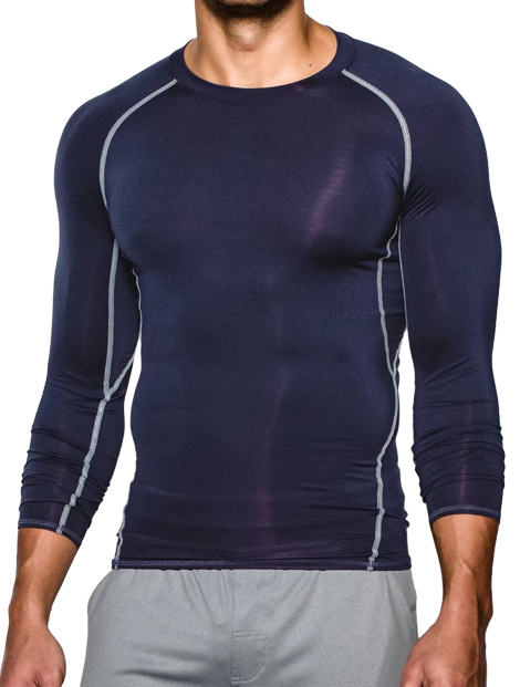 Wholesale Navy Blue Compression Running T Shirt for Men Manufacturer
