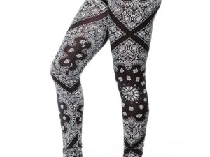 Wholesale Paisley Printed Bluish Grey Women's Leggings Manufacturer