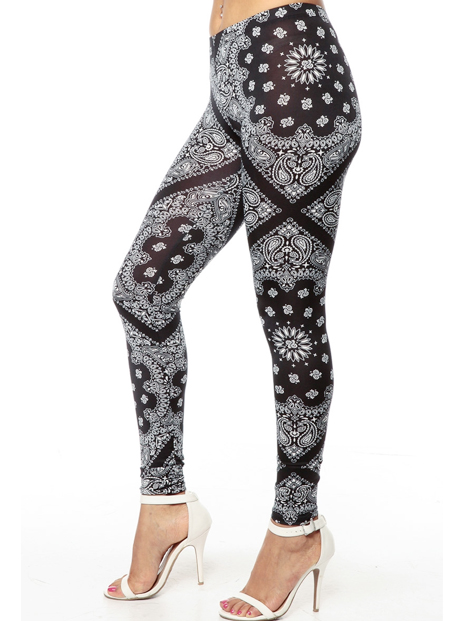 Wholesale Paisley Printed Bluish Grey Women's Leggings Manufacturer