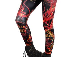 Wholesale Printed Black Faux Leather Leggings Manufacturer