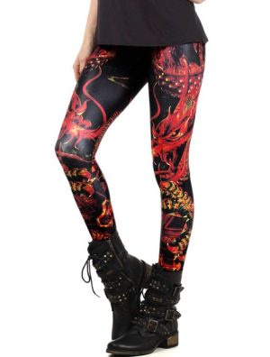 Wholesale Printed Black Faux Leather Leggings Manufacturer