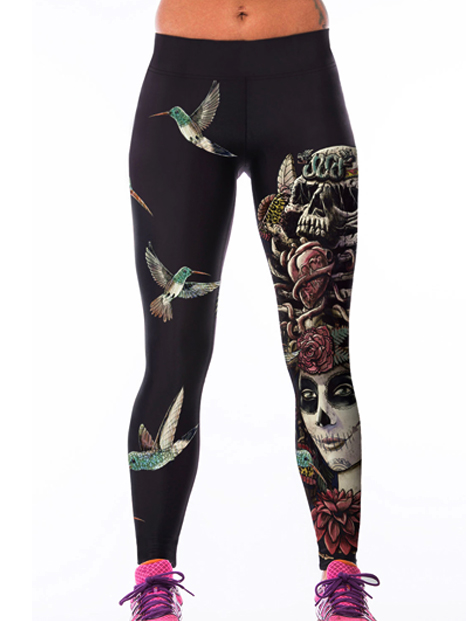 Wholesale Printed Black Pu Leather Leggings Manufacturer