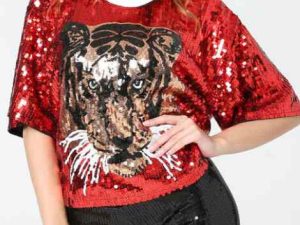 Wholesale Captivating Red And Black Dance T-Shirt