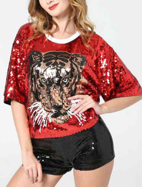 Wholesale Captivating Red And Black Dance T-Shirt