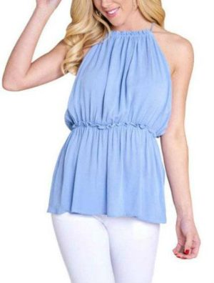 Wholesale Sleeveless Blue Women’s Top Manufacturer