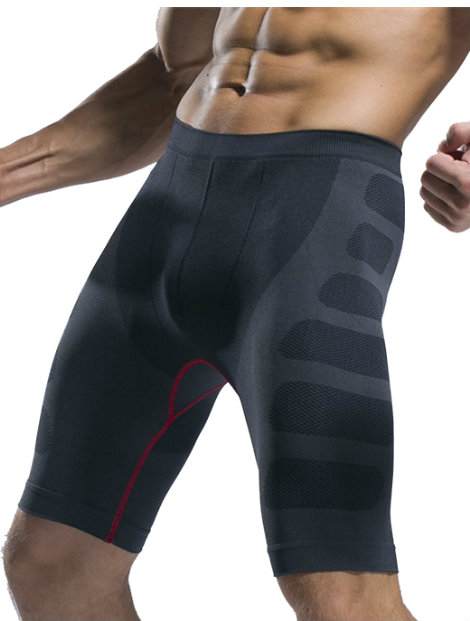Black and Silver Men's Compression Shorts Supplier