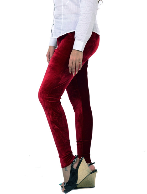 Wholesale Wine Red Velvet Women's Leggings Manufacturer