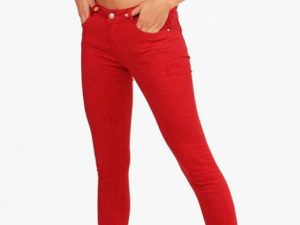 Wholesale Dark Red Women’s Jeans Manufacturer