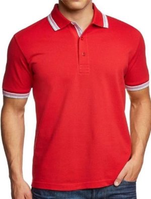 sporty red and white polo tee manufacturers