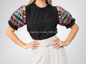 flower embroidered boutique top wholesaler