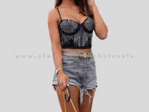 black designer crop top wholesaler