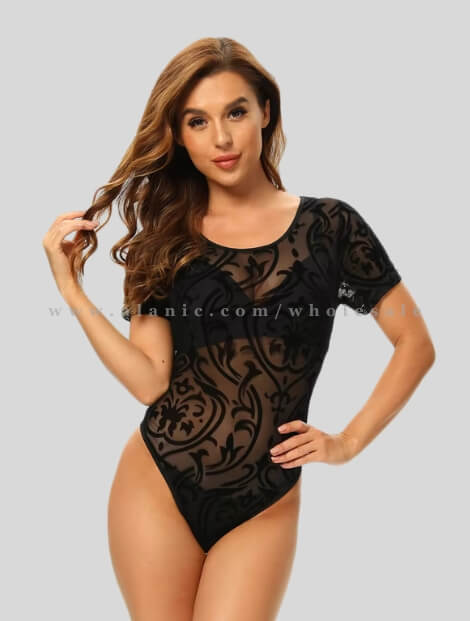 black designer round neck bodysuit vendor