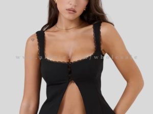 black square neck crop top supplier