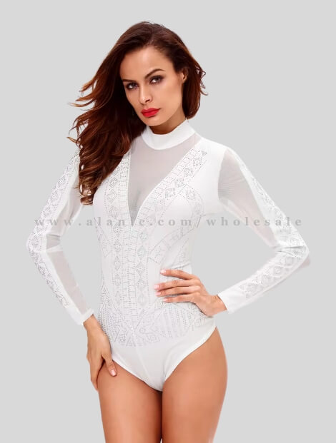 designer white full sleeve bodysuit supplier