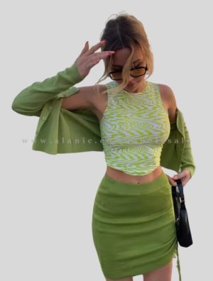 green sleeveless crop top supplier