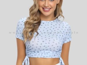 bulk half sleeve tie up crop top